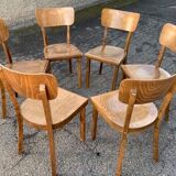 6 anciennes chaises bistrot bois courbé