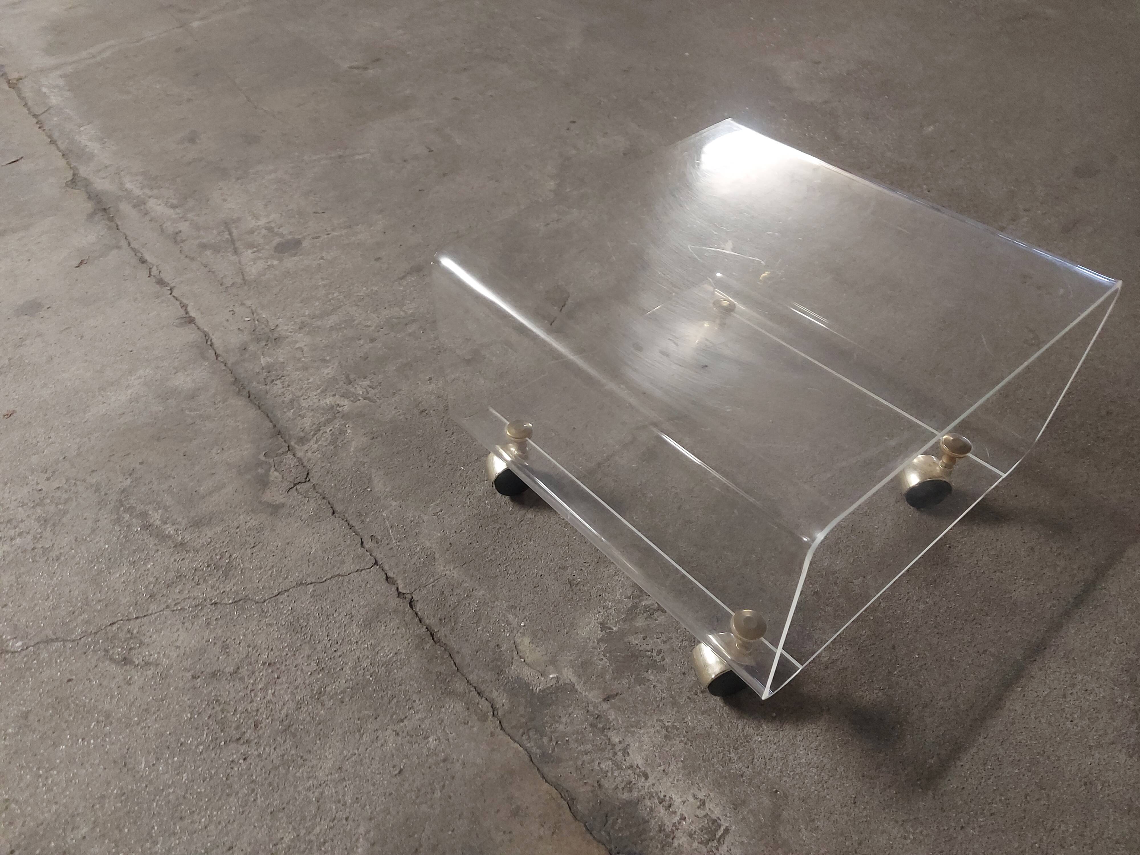 Set of two bedside tables, plexi sofa end, David Lange