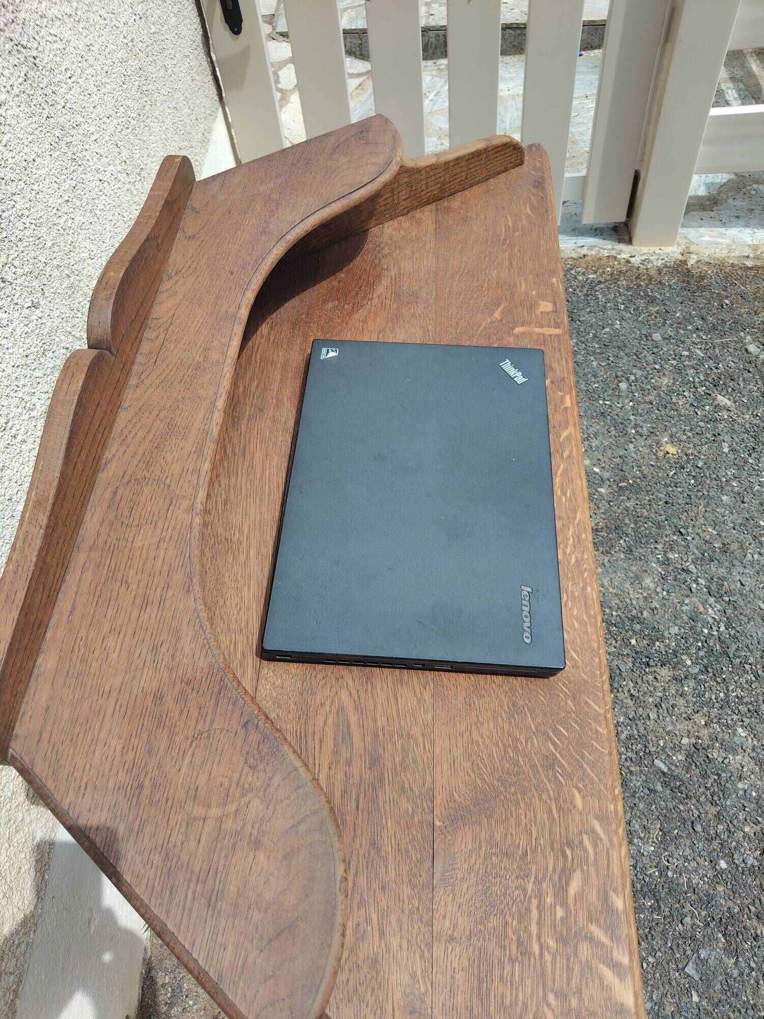 bureau d'angle Art Déco en chêne massif – 120 cm – années 1930