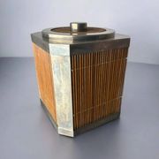 Hollywood Regency rattan ice bucket with tongs, Italy, 1970s