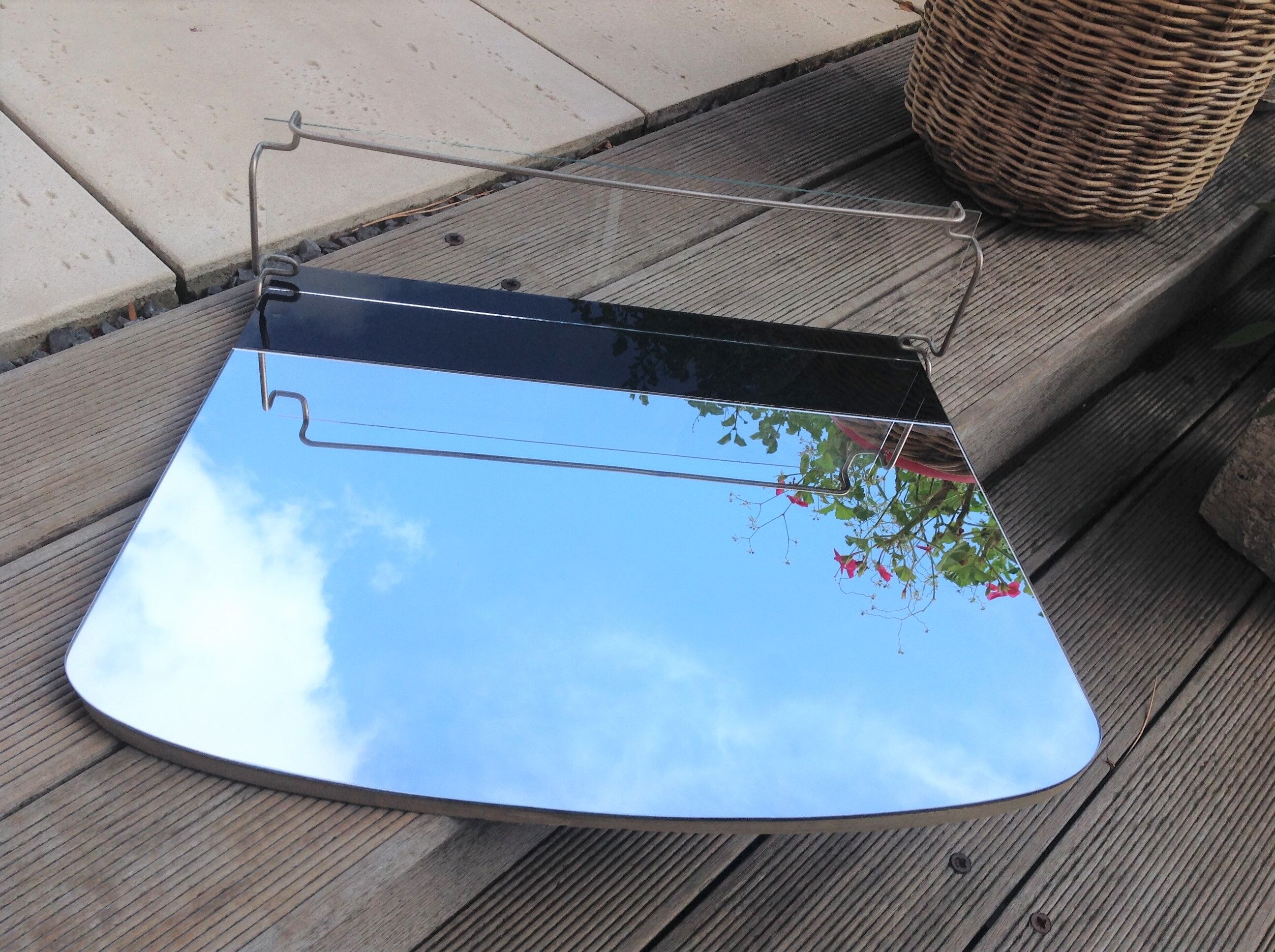 Two-tone bathroom mirror with its tablet, vintage 50s/60s