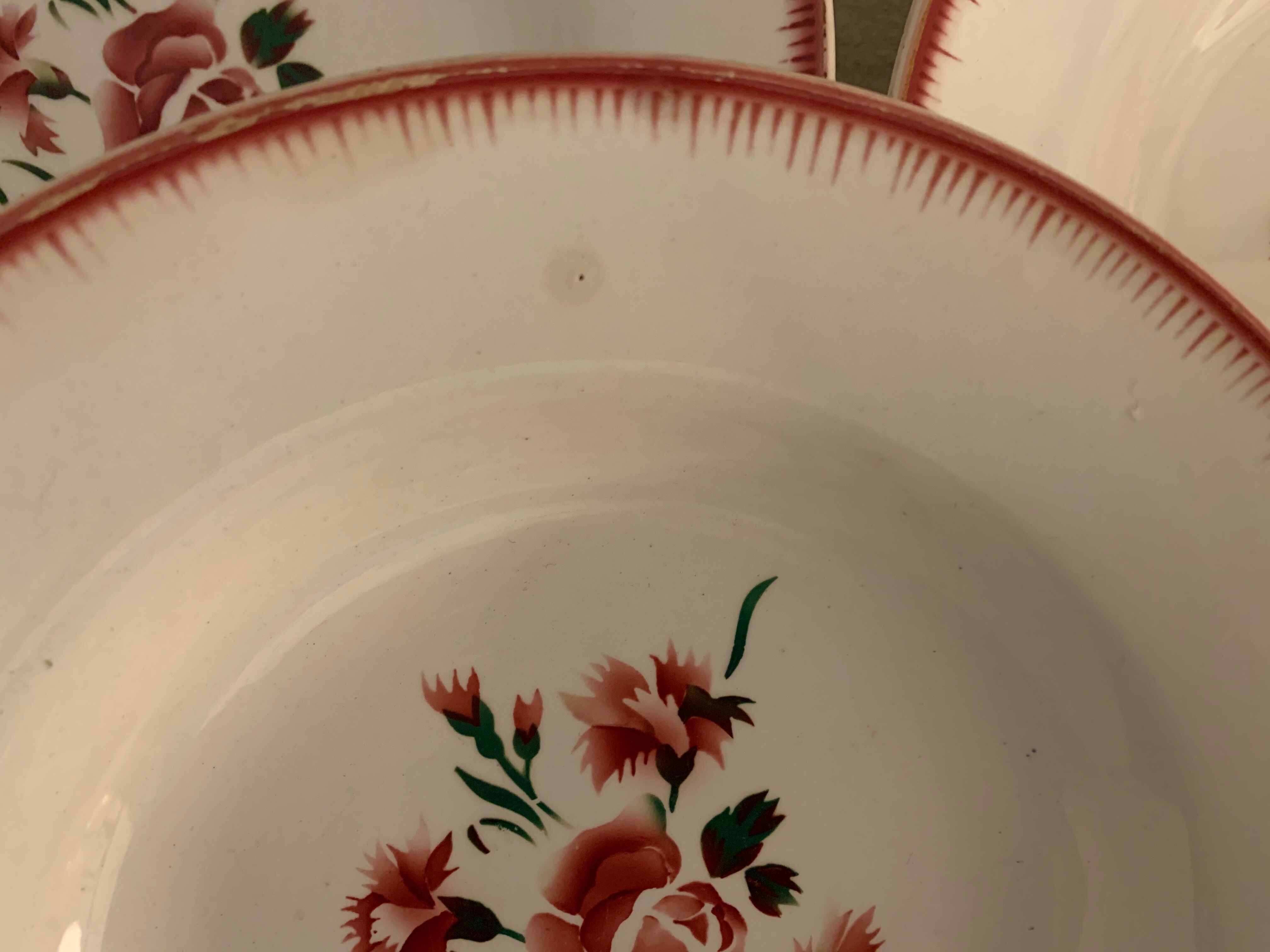 Set of 8 hollow plates made of ancient red earthenware Digoin Sarreguemines