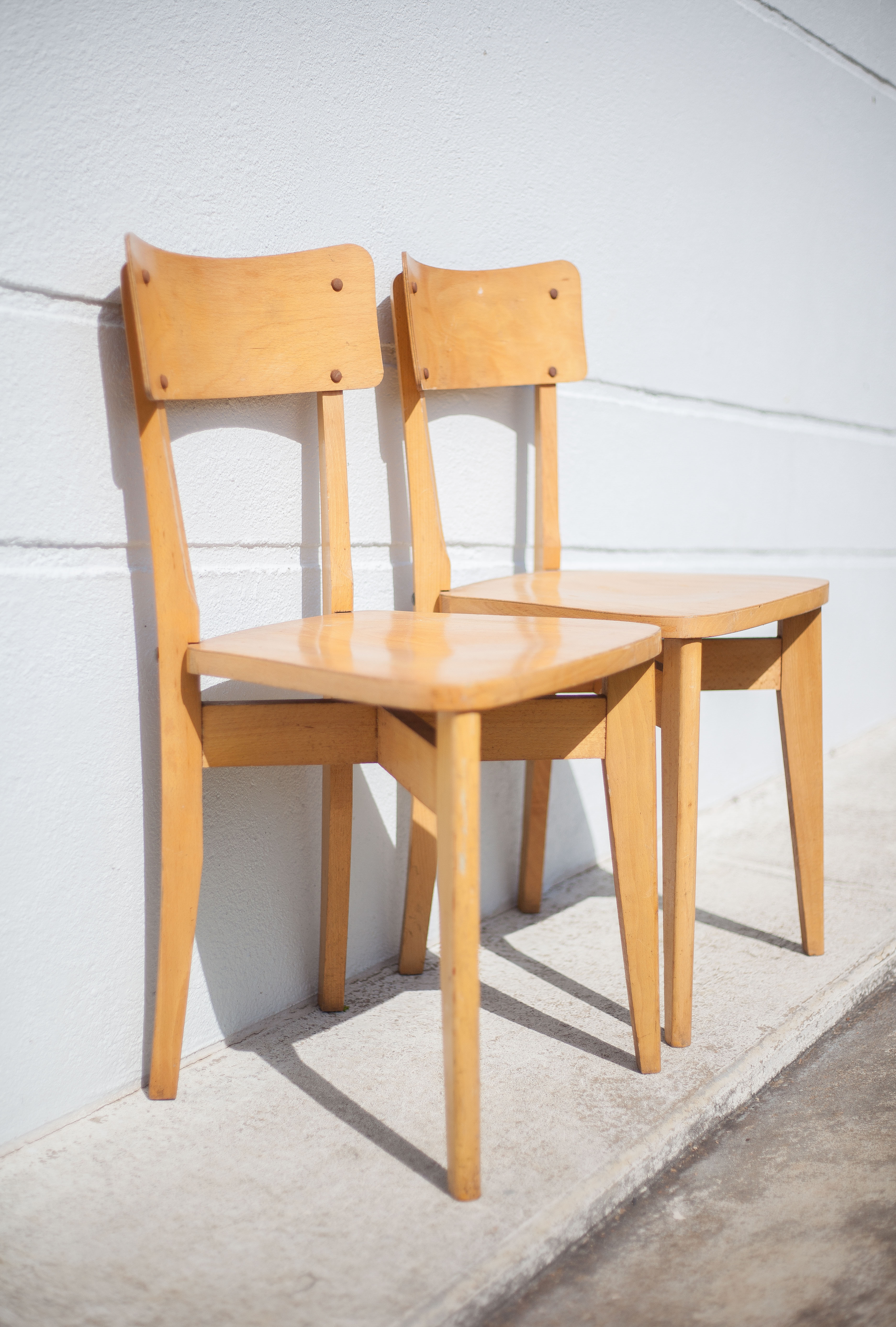 Pair of Luterma wooden chairs, light wood chair, bistro chair, extra chair, kitchen, countryside