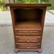 Side table with 3 drawers in solid wood, tall bedside table.