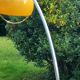 Arco telescopic design floor lamp from the 70s, marble base, chrome rod, plastic lampshade