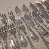 12 forks, 12 silver-plated fish knives Boulenger LXV