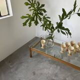 Scandinavian table blond teak and glass 60
