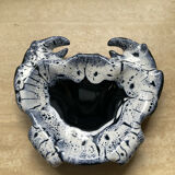 Vintage crab-shaped glazed ceramic catchall.