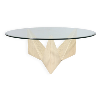 Sculptural travertine coffee table, Italy, 1970s