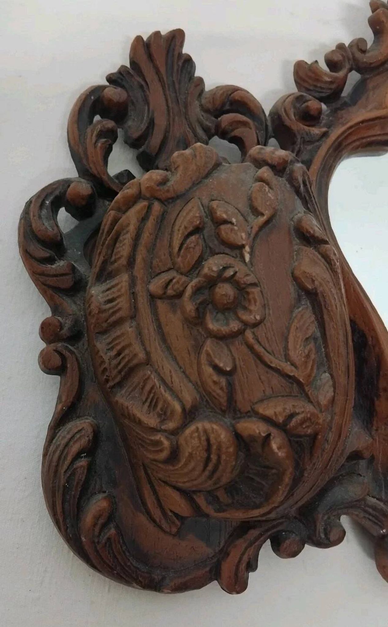 Ancien Miroir Mural Vintage Avec Rangement Imitation Bois