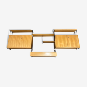 Etagère Omnia modulable avec son bureau design 1950.