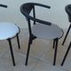 6 gondola-style chairs with a metal structure for indoor and outdoor use.