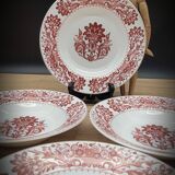 Set 4 assiettes décor fleuri rouge