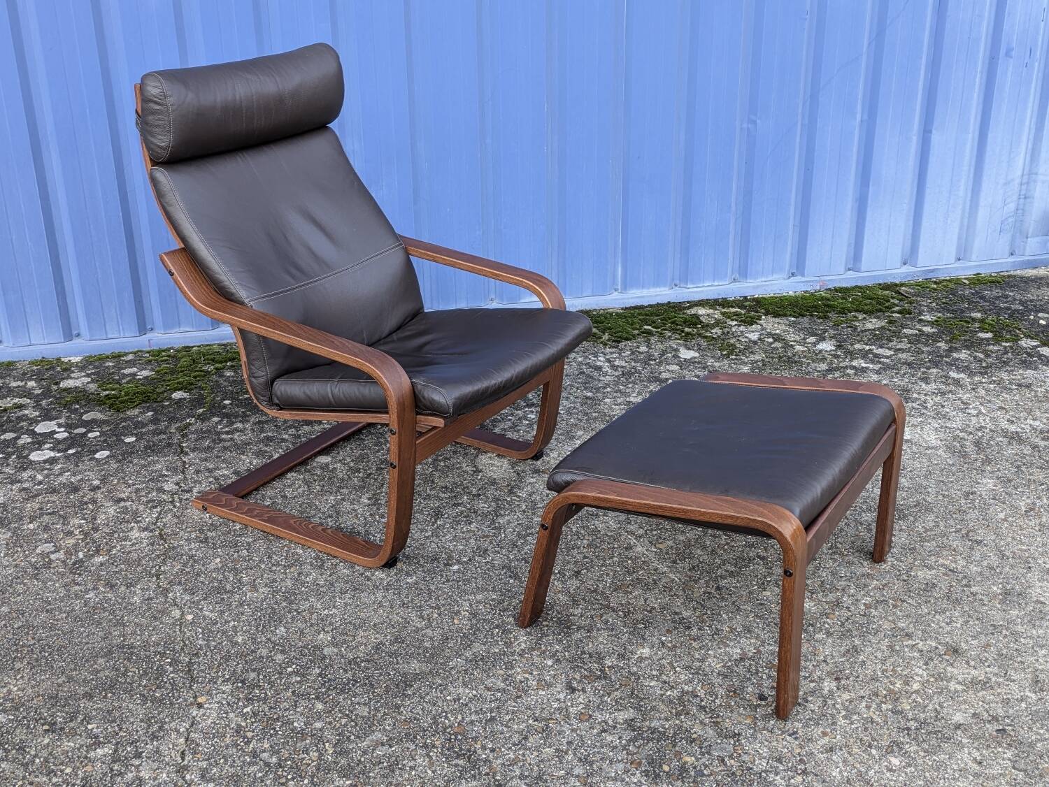 Ikea Vintage "Poang" Leather Relaxation Lounge Chair Brown