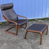 Ikea Vintage "Poang" Leather Relaxation Lounge Chair Brown