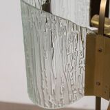 Vintage 60's chandelier in brass and worked glass italian design