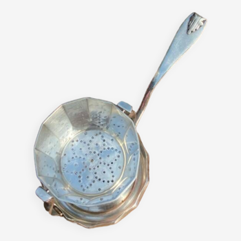 Art Deco tea strainer in silver metal 1930