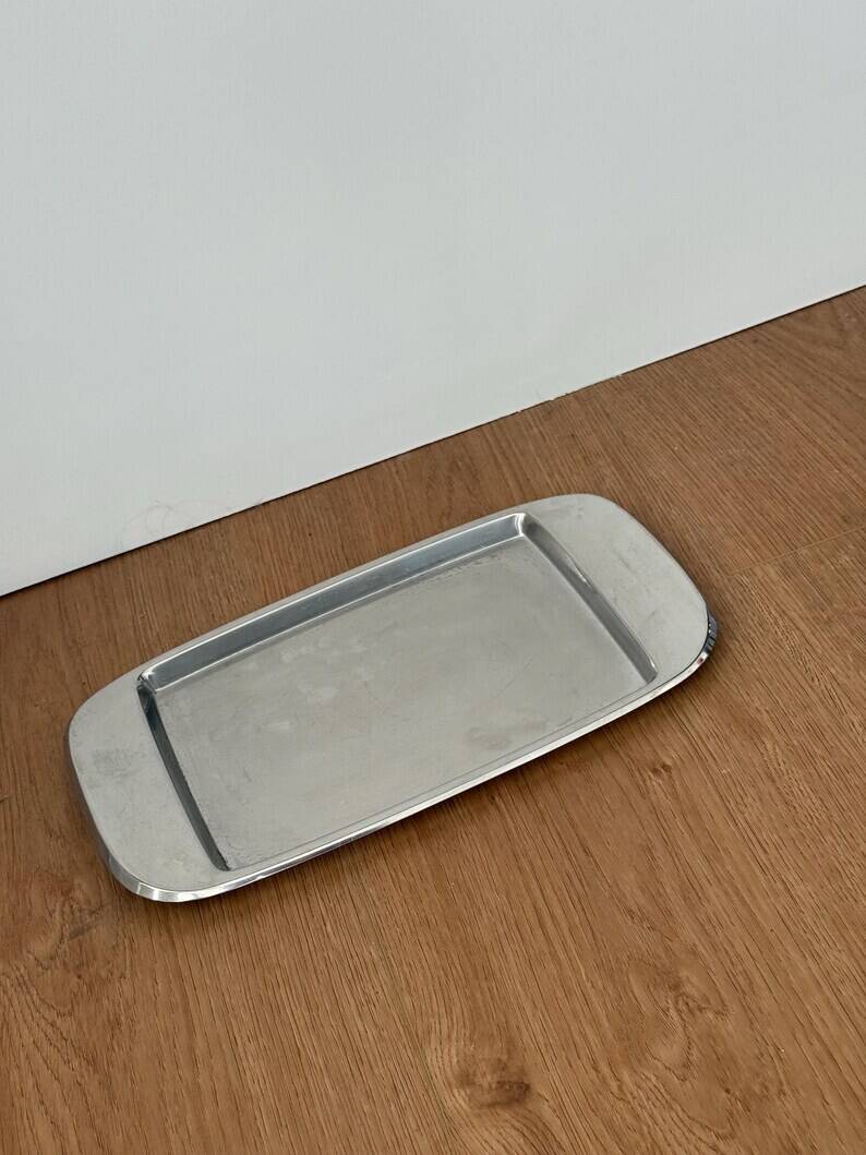 Vintage Italian stainless steel rectangular platter signed effepi.
