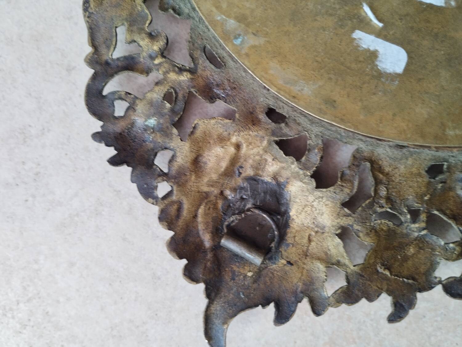 Pair of antique witch mirrors, curved glass, bronze frame