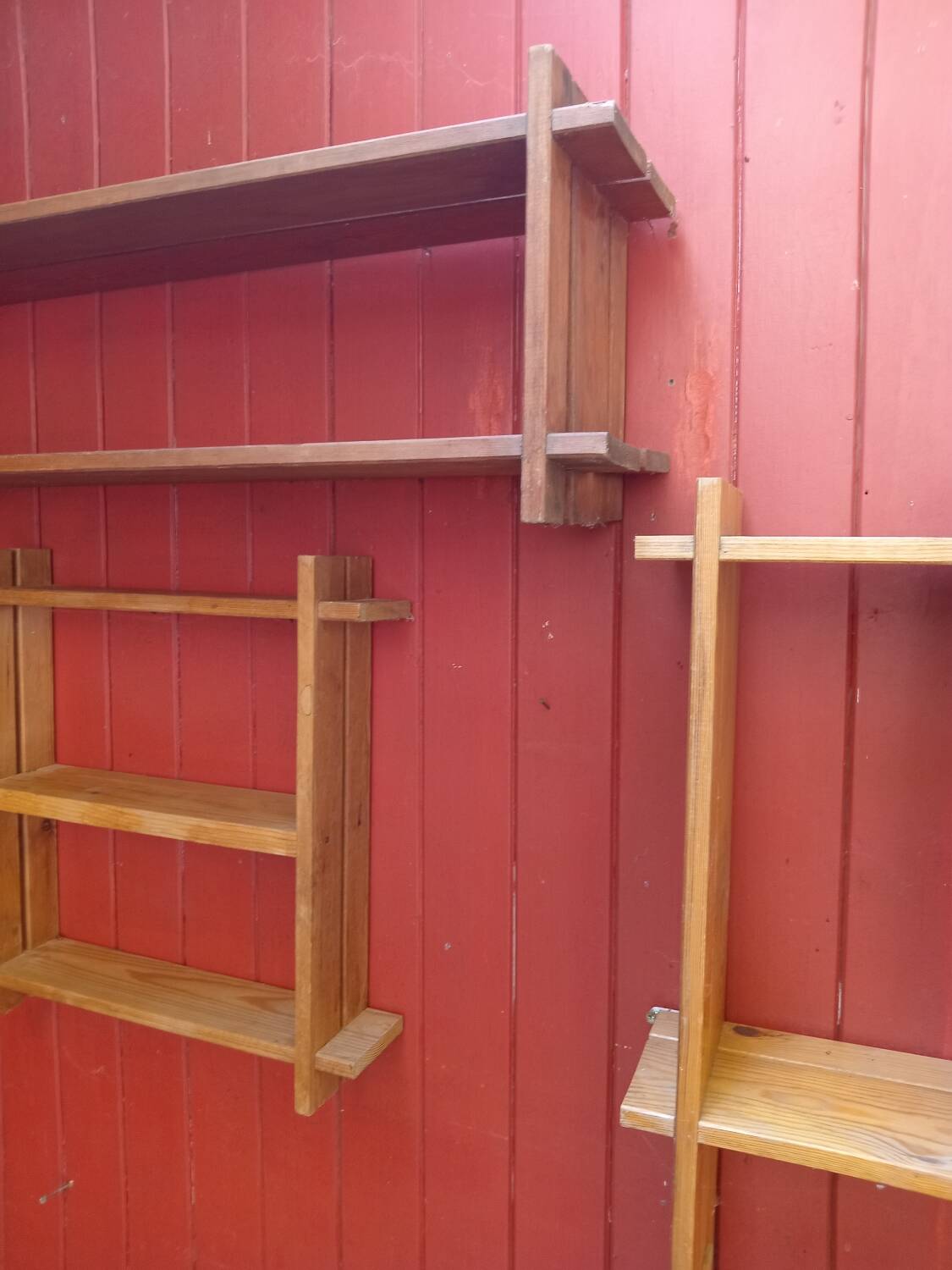 Three solid pine shelves