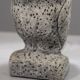 Vintage 1970s owl lamp, painted plaster, lampshade herbarium.
