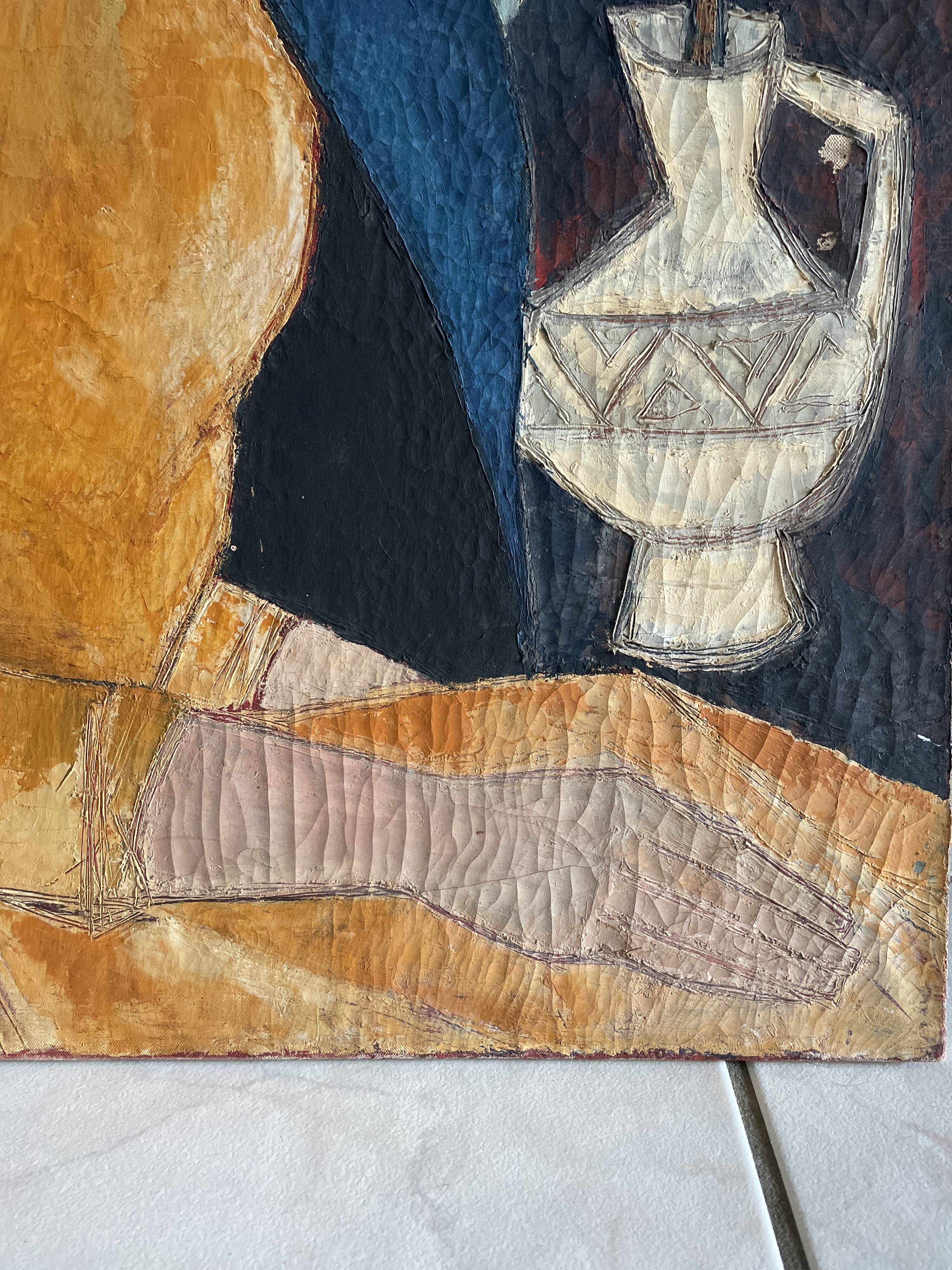 Female portrait – Modernist painting from the 1950s – School of Paris – Jean Be