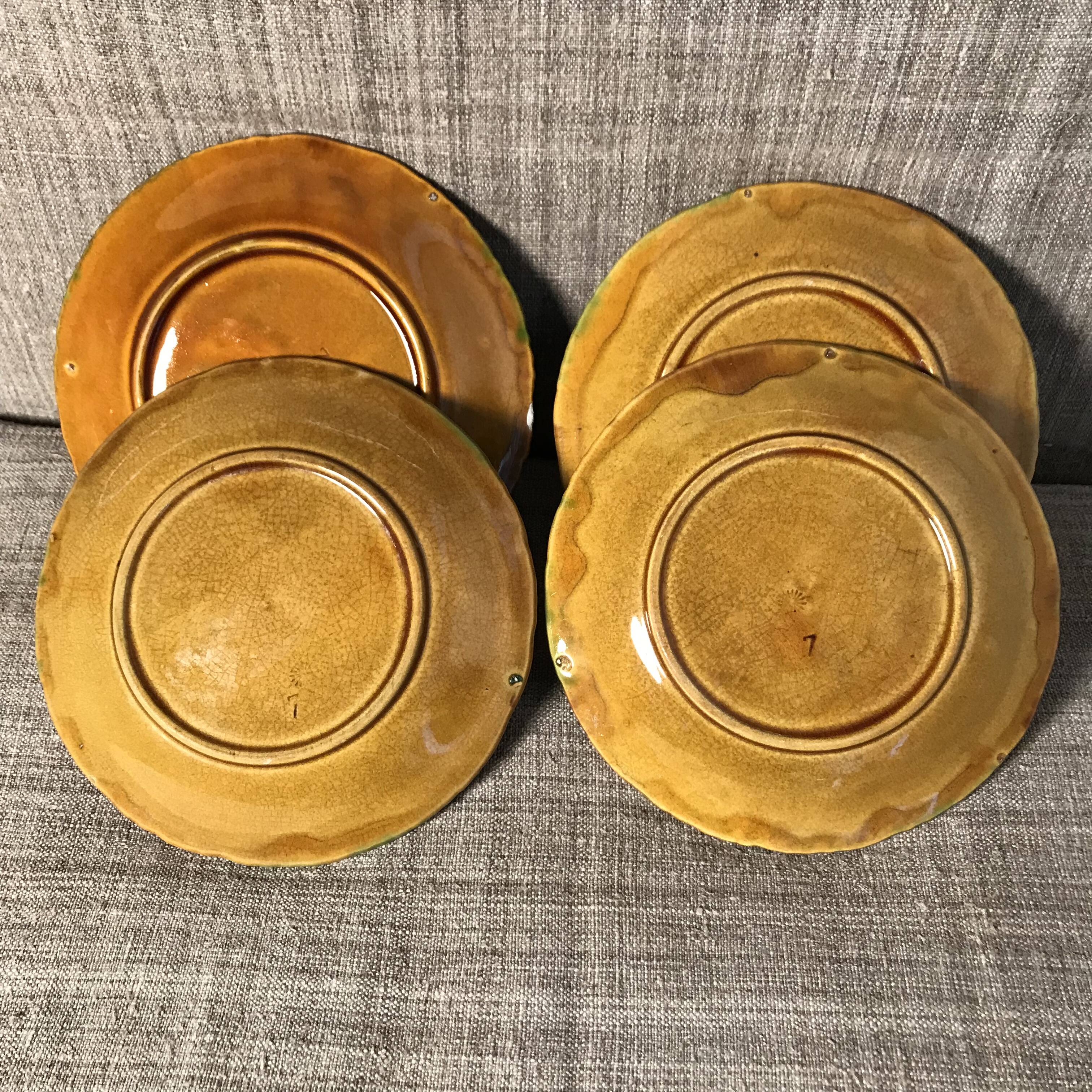 4 assiettes à dessert vintage a décor automnal