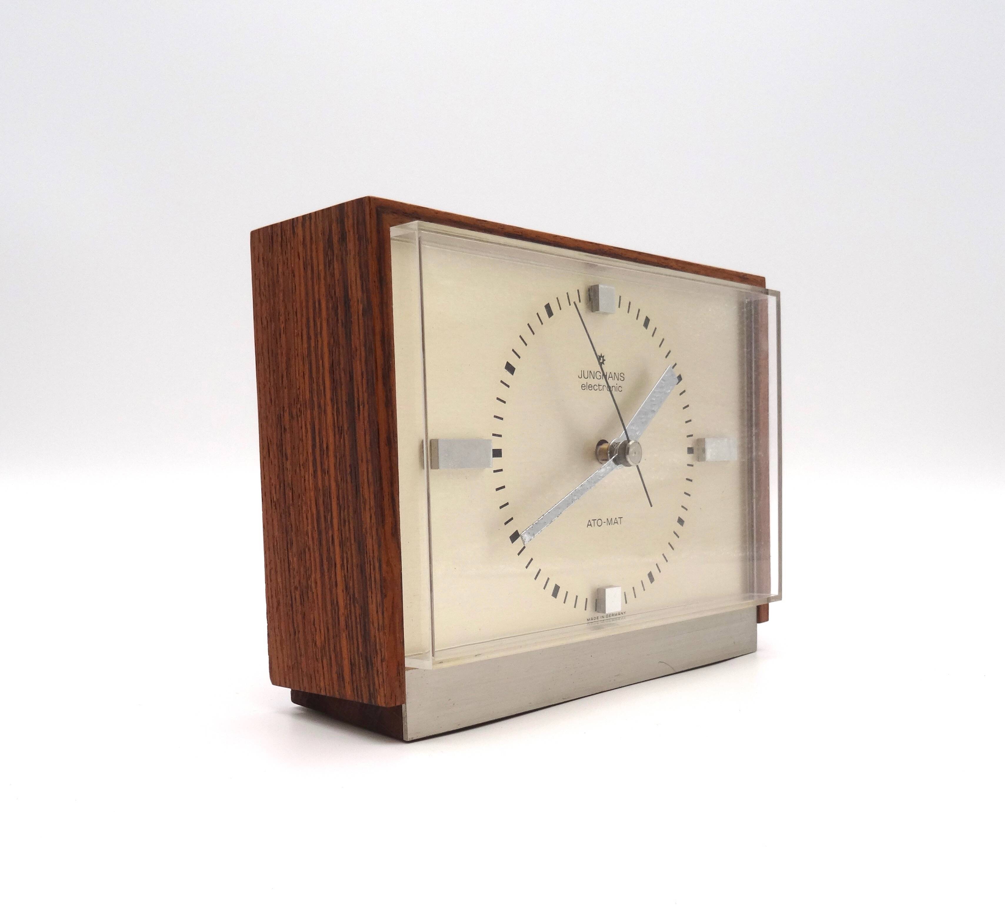 Mid century minimalist teak desk clock by junghans ato mat danish modern