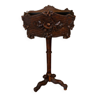 Black Forest standing planter in carved wood tripod foot late 19th century