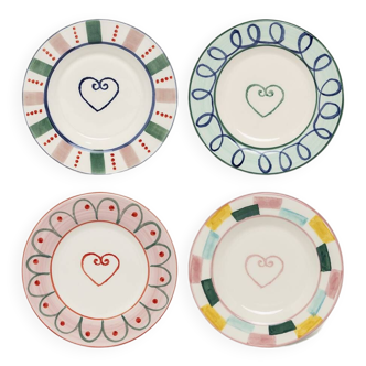Set of 4 Heart Bread Plates / Coasters