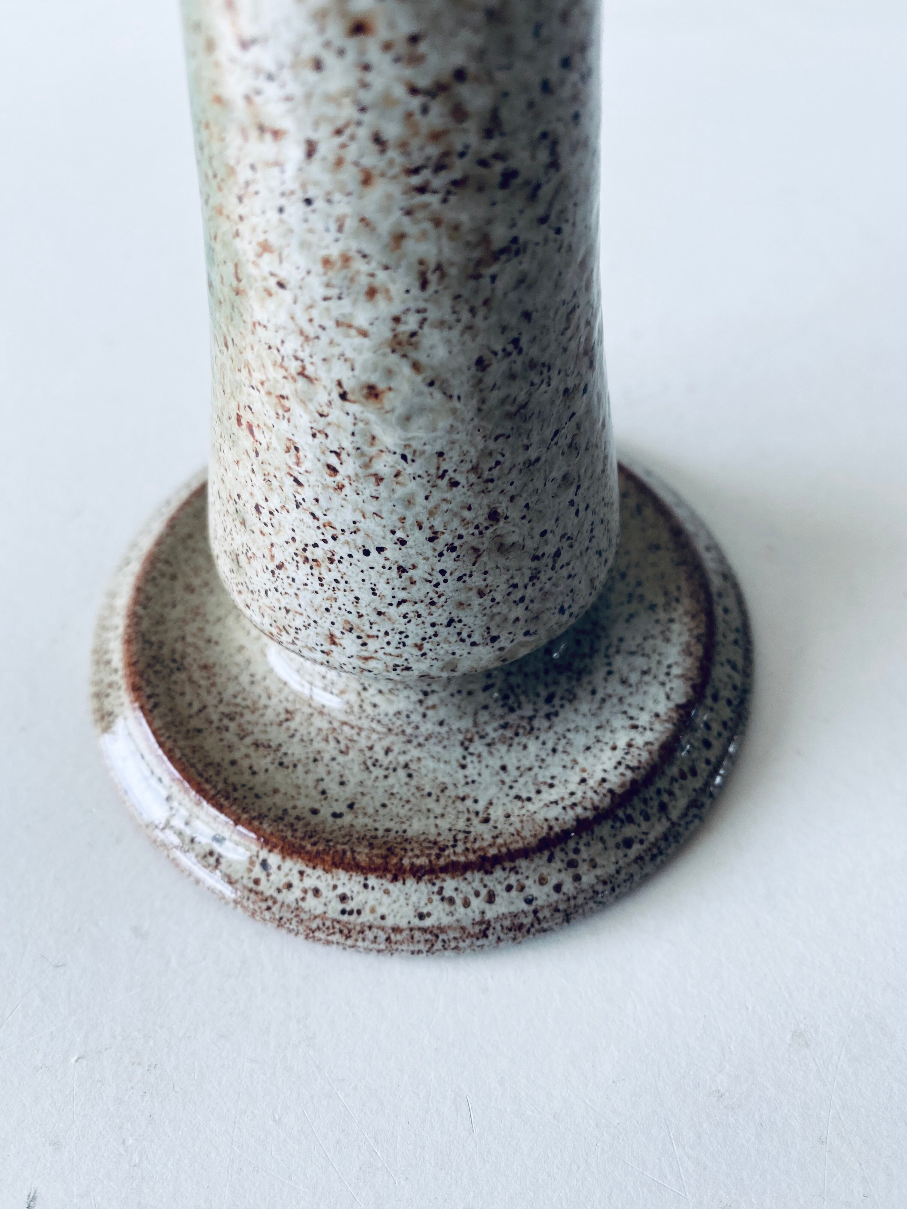 Enamelled terracotta candle holder