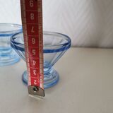 Set of glasses, coupe, ice cream, Normandy hole, cooked wine, digestives, art deco, blue