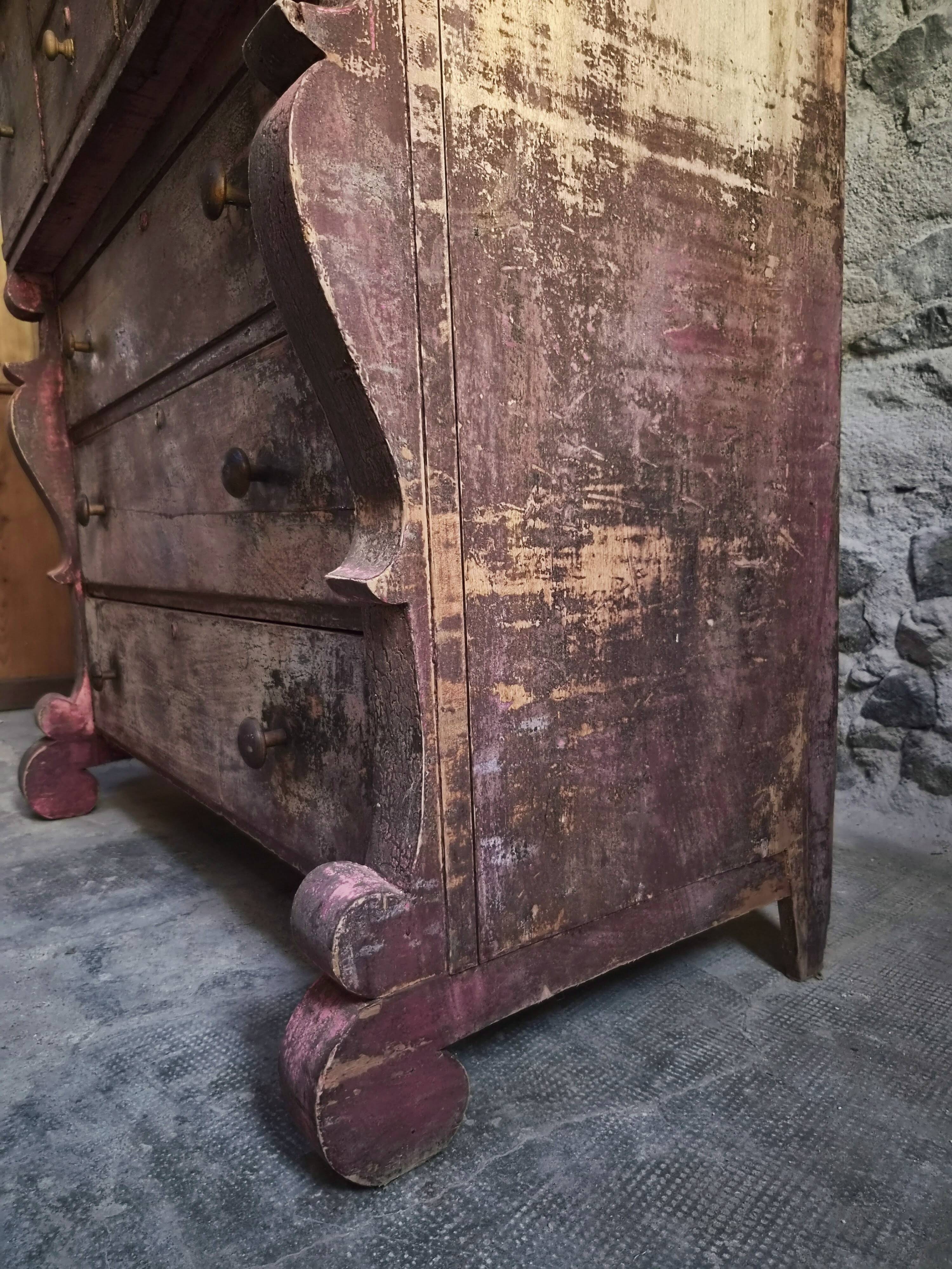 Commode de magasin peinte ancienne française, peuplier et pin, vers 1850–1900