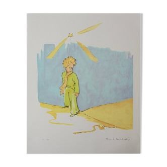 Lithographie Le Petit Prince et le serpent