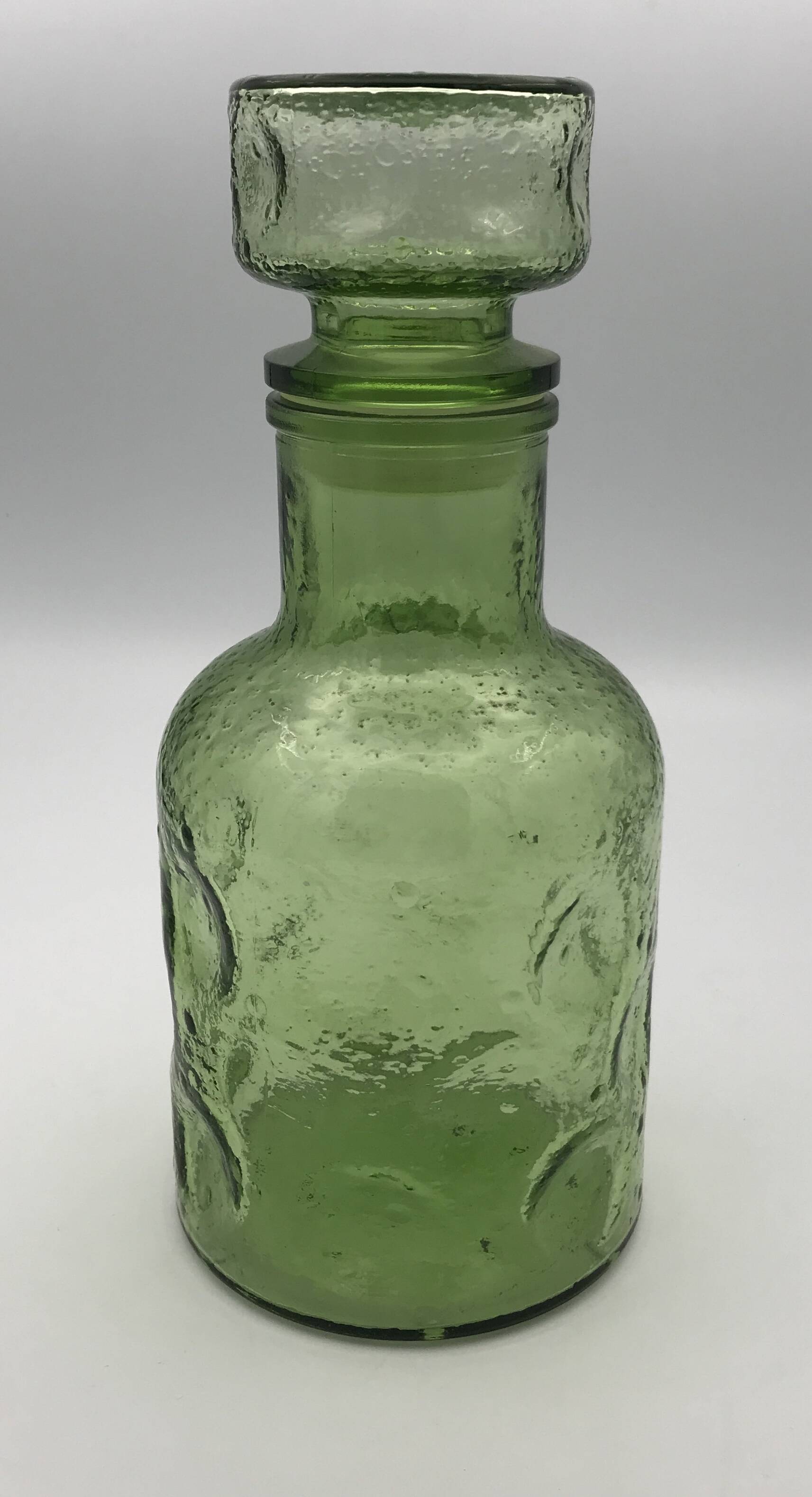 Vintage Green GLASS CARAFE in Empoli style with effect 24.5 cm
