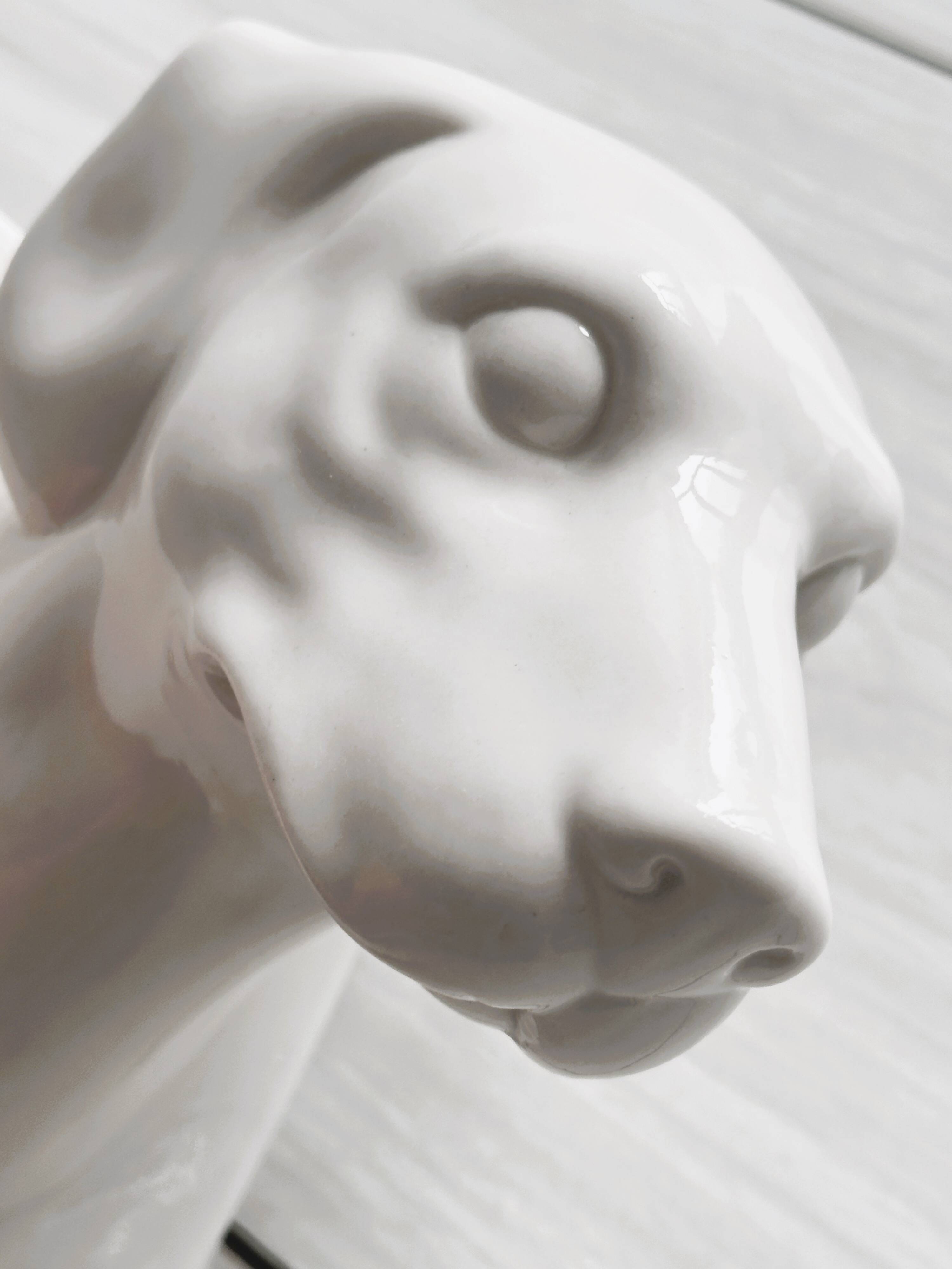 Patère en porcelaine chien.