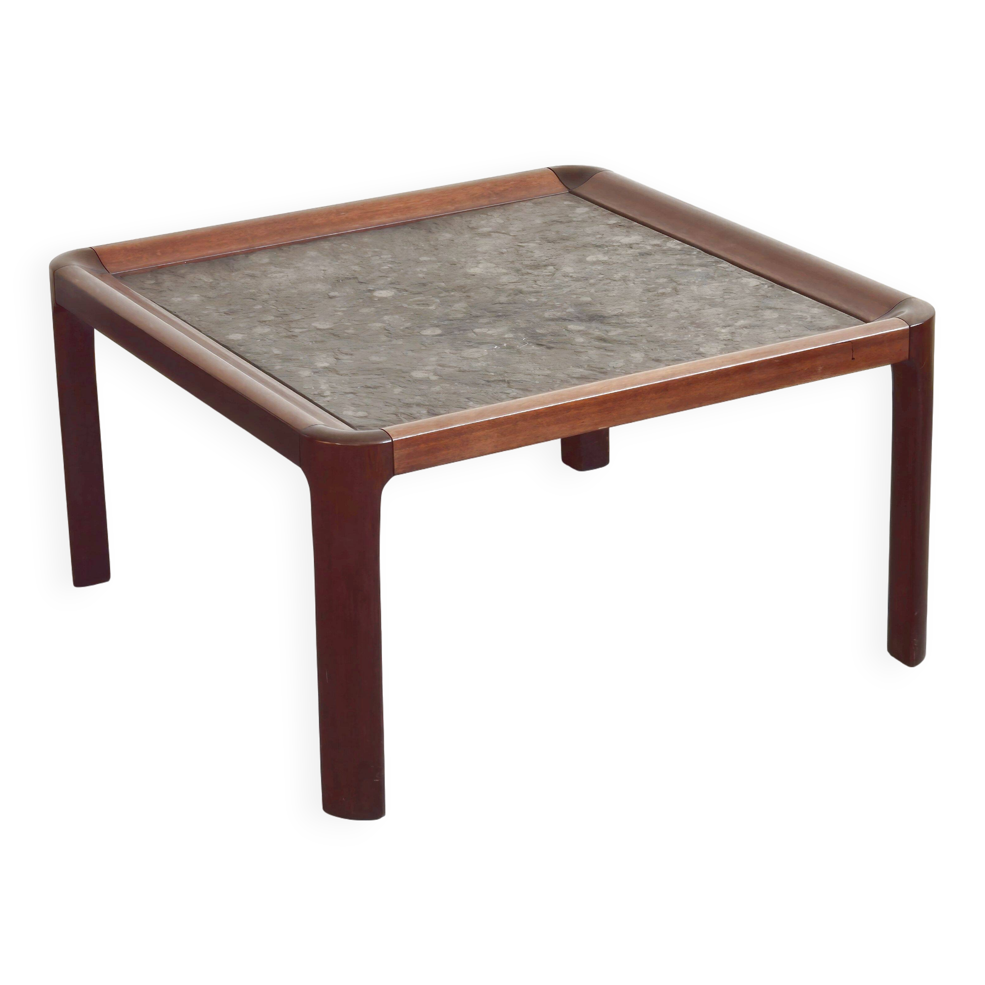 1960s Scandinavian coffee table in teak and schist