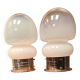 Pair of vintage space age lamps in murano glass 26x14 1960 to 70