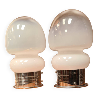 Pair of vintage space age lamps in murano glass 26x14 1960 to 70