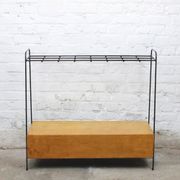 Vintage wood and lacquered metal storage unit.