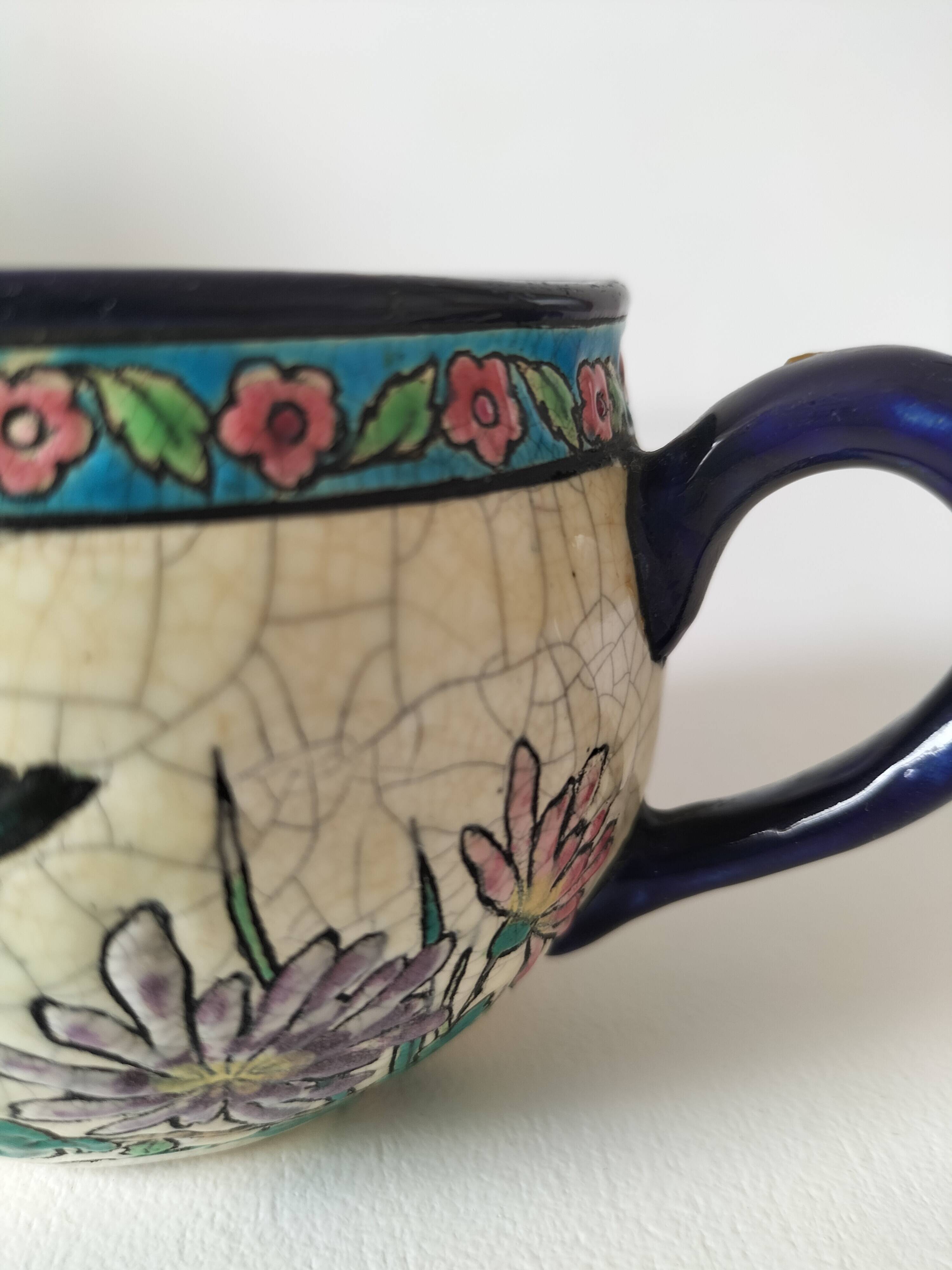 Antique two-handled cup – Authentic Longwy enamels