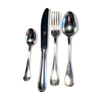 Cutlery set shiny silver metal