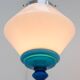 Scandinavian Art Deco milk glass pendant light with azure blue details, 1930s