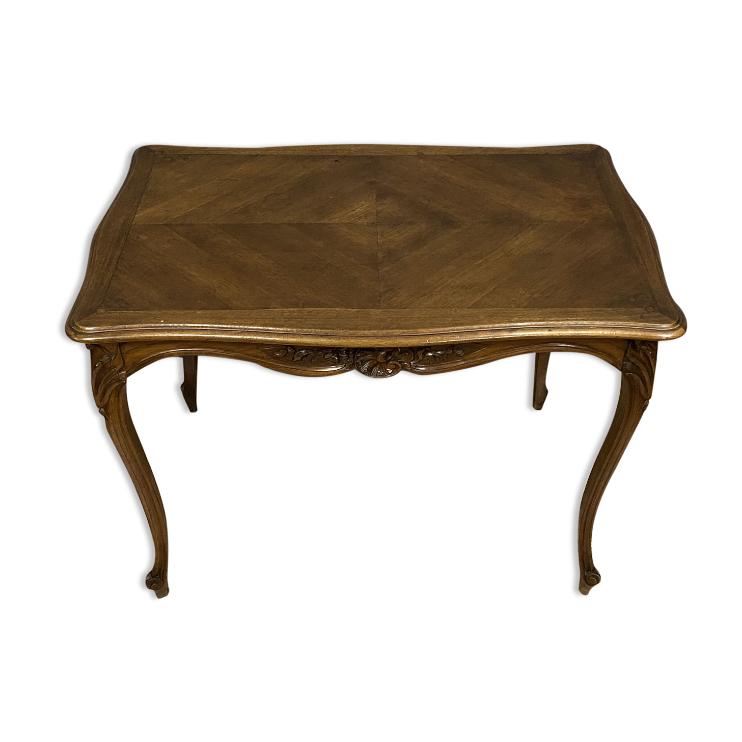 Table de salon Louis XV, rocaille en noyer vers 1850