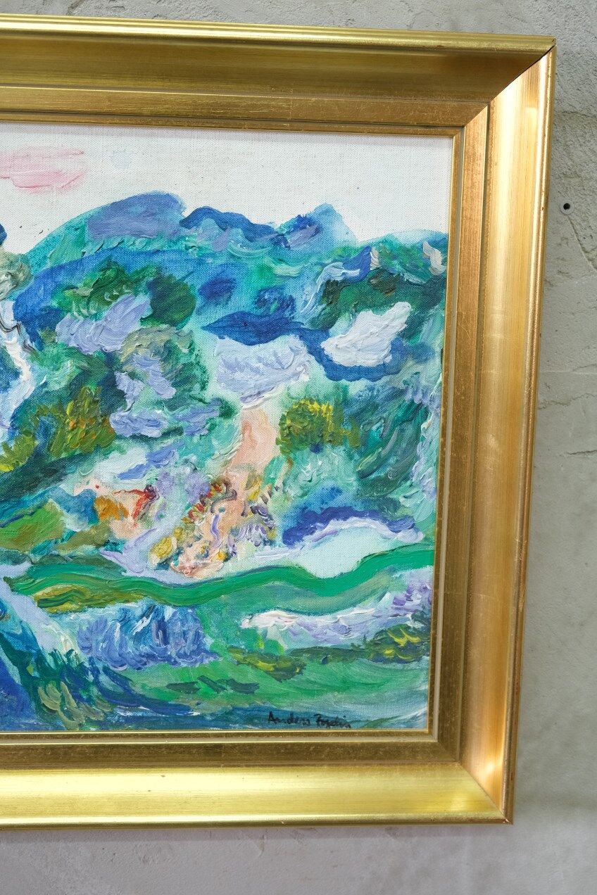 Anders Fogelin, Scandinavian Modern Landscape, 1970s, Oil on Canvas, Framed