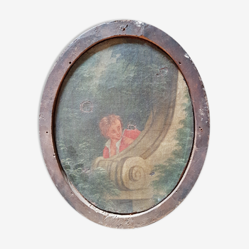 Fragment de tableau bucolique époque fin XVIIIème - début XIXème