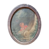 Fragment de tableau bucolique époque fin XVIIIème - début XIXème