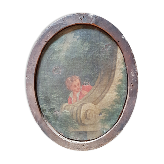 Fragment de tableau bucolique époque fin XVIIIème - début XIXème
