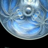 Art Nouveau cut on chrome foot, sculpted glass of cherries, signed G. VALLON