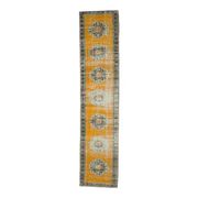 Vintage Turkish Oushak handmade wool cotton orange runner rug 74x350